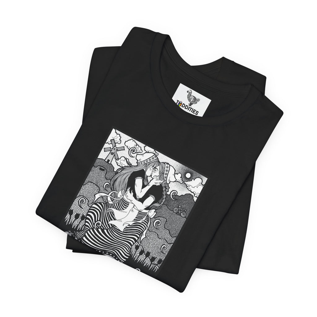 Dutch Lesbian Couple B & W Unisex Heavy Cotton Tshirt