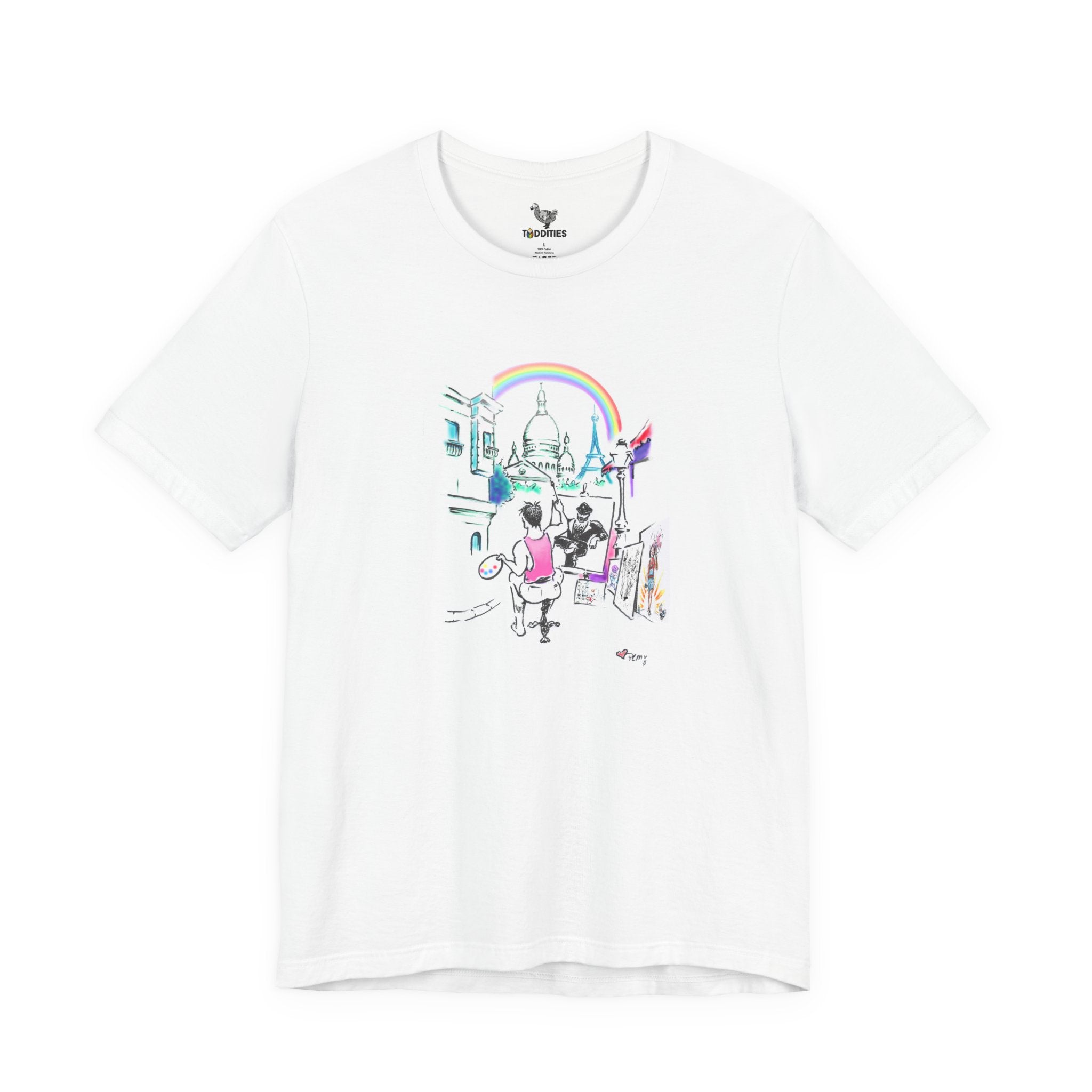 Paris Gay Couple Painting Unisex Short Sleeve Tshirt