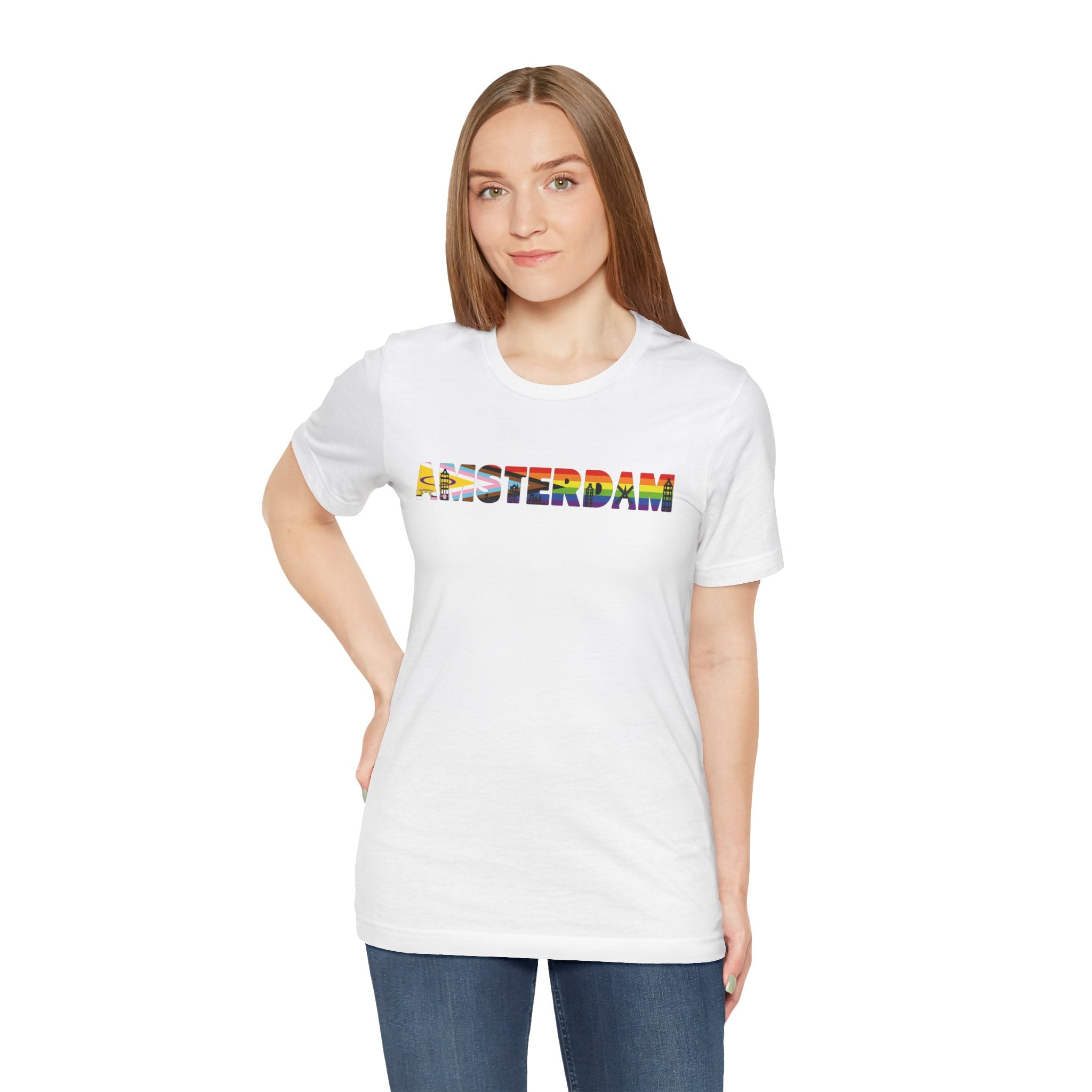 Amsterdam Text Intersex Progress Pride Flag Unisex Tshirt