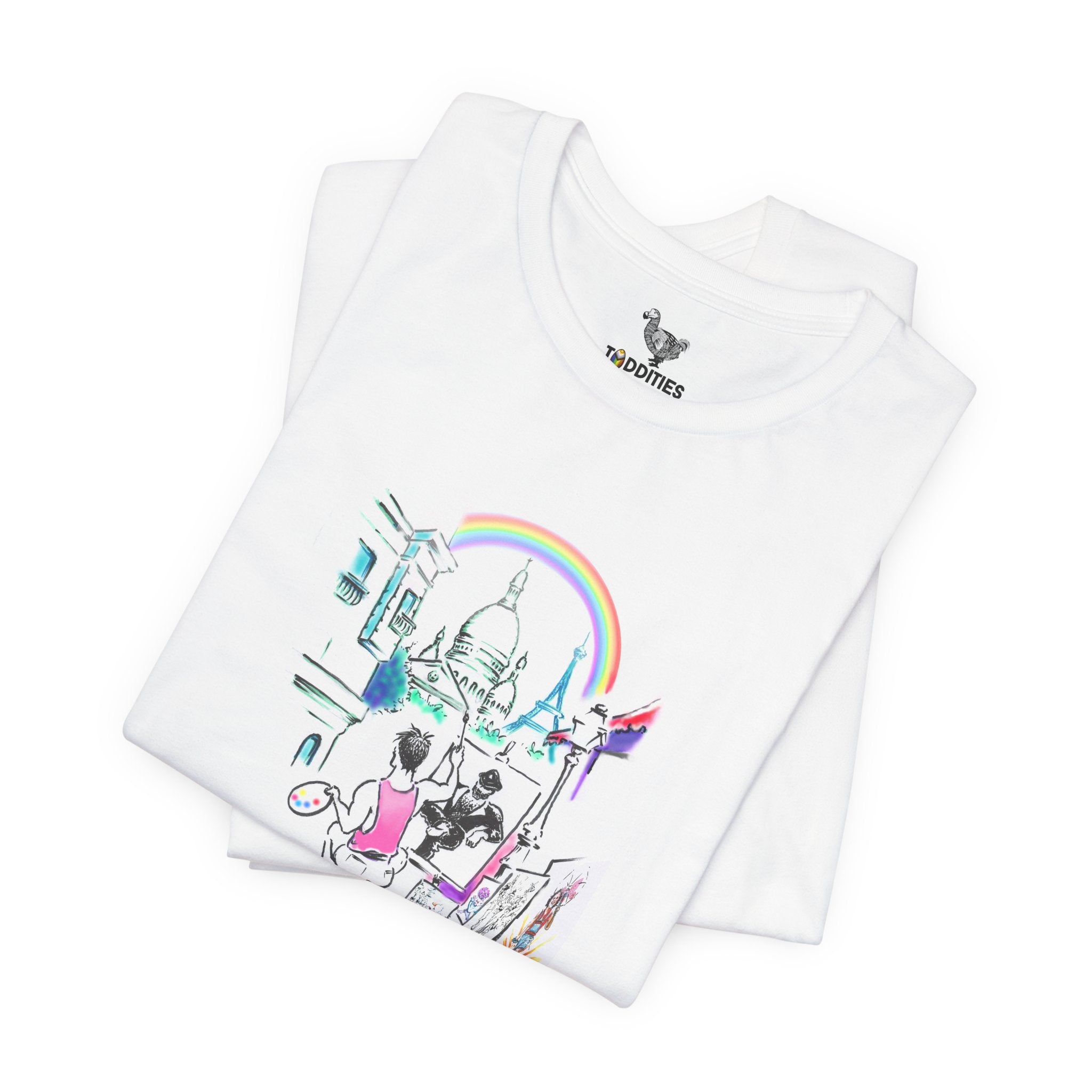 Paris Gay Couple Painting Unisex Short Sleeve Tshirt