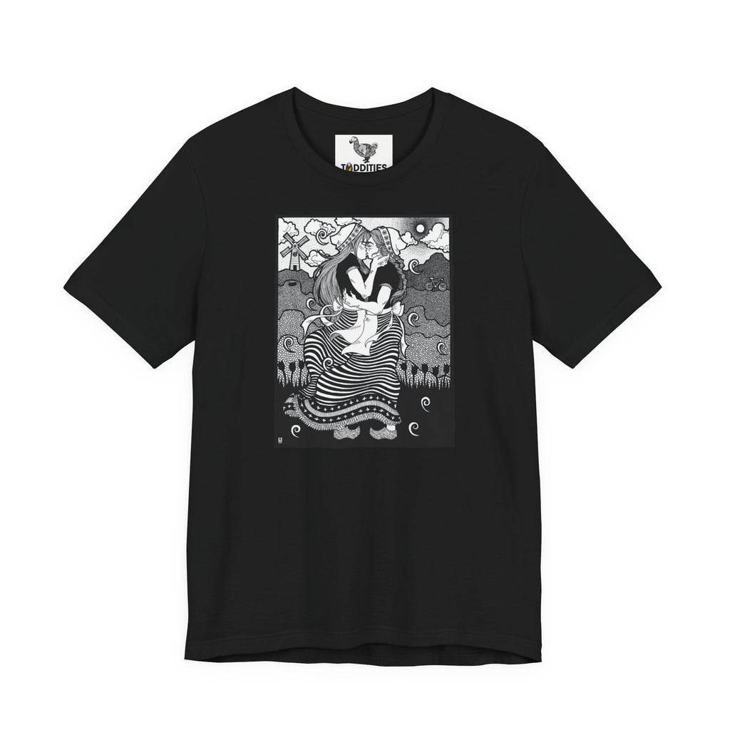 Dutch Lesbian Couple B & W Unisex Heavy Cotton Tshirt