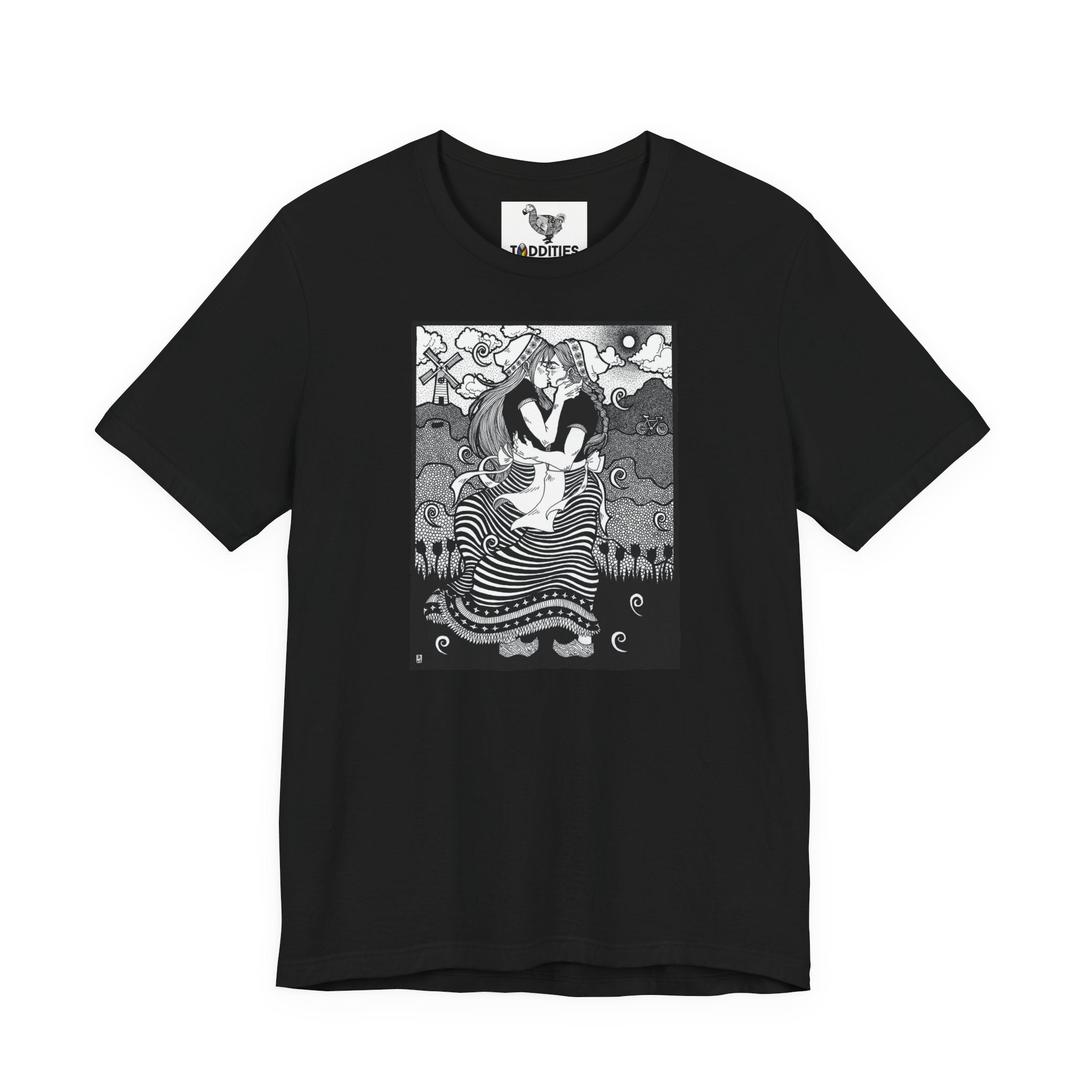 Dutch Lesbian Couple B & W Unisex Heavy Cotton Tshirt