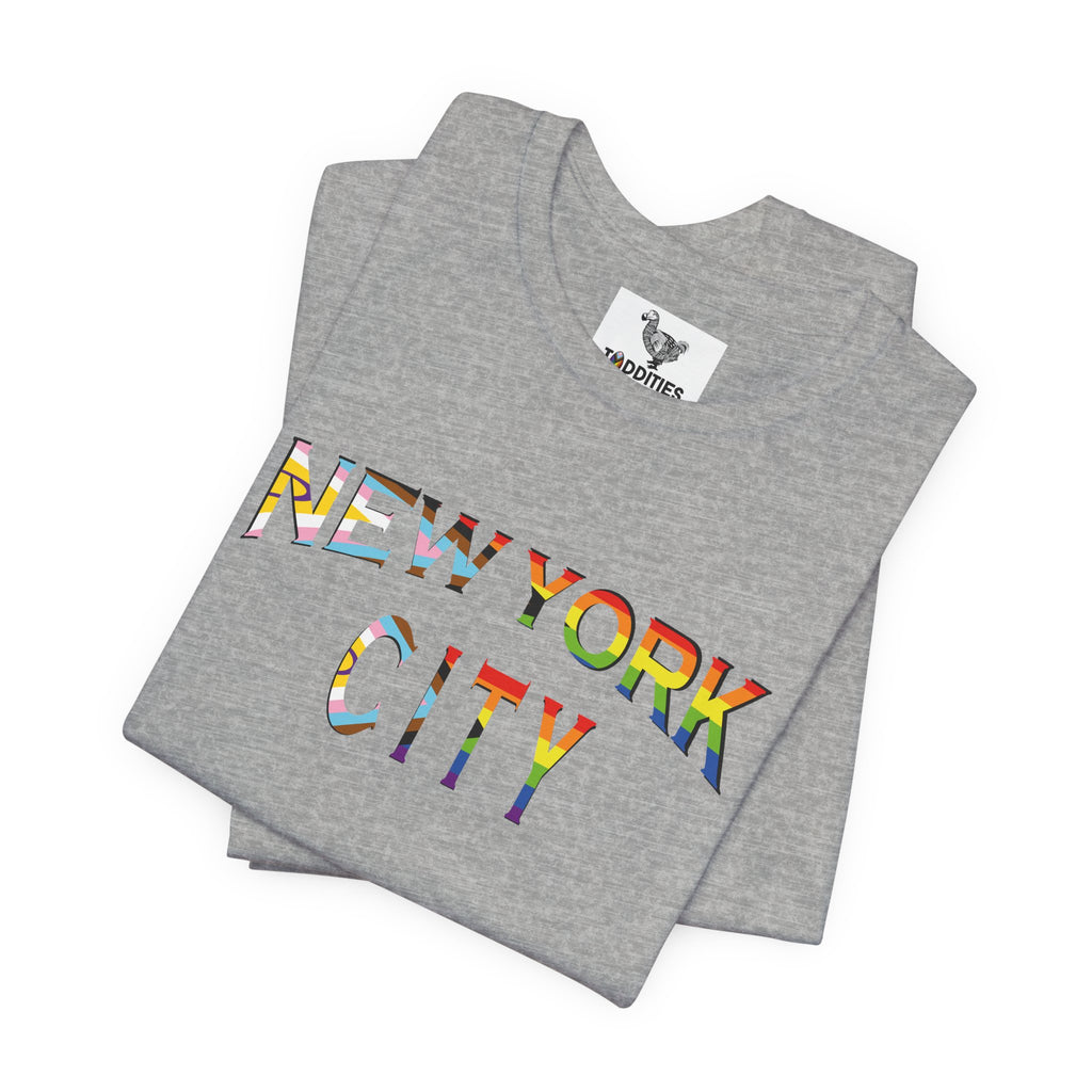 NEW YORK CITY Text Intersex Progress Pride Flag Unisex Jersey Short Sleeve Tee