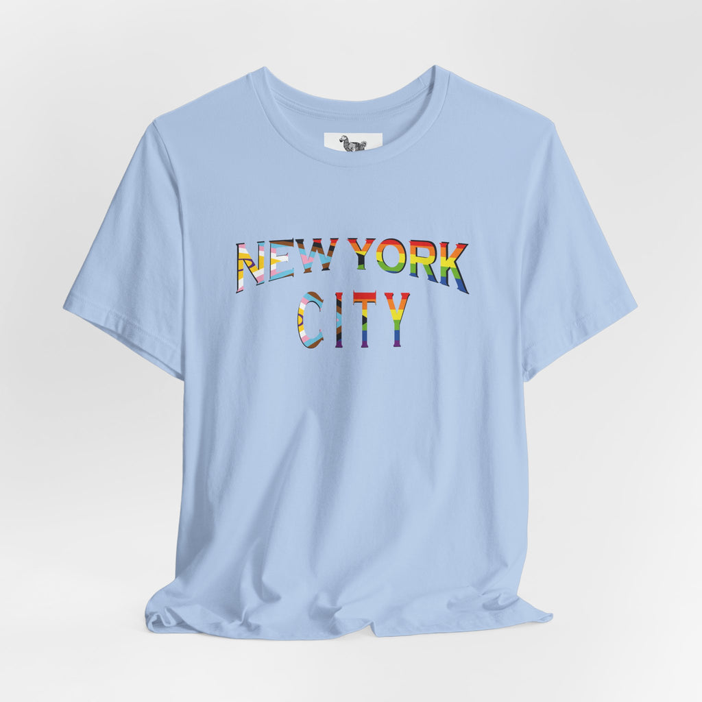 NEW YORK CITY Text Intersex Progress Pride Flag Unisex Jersey Short Sleeve Tee