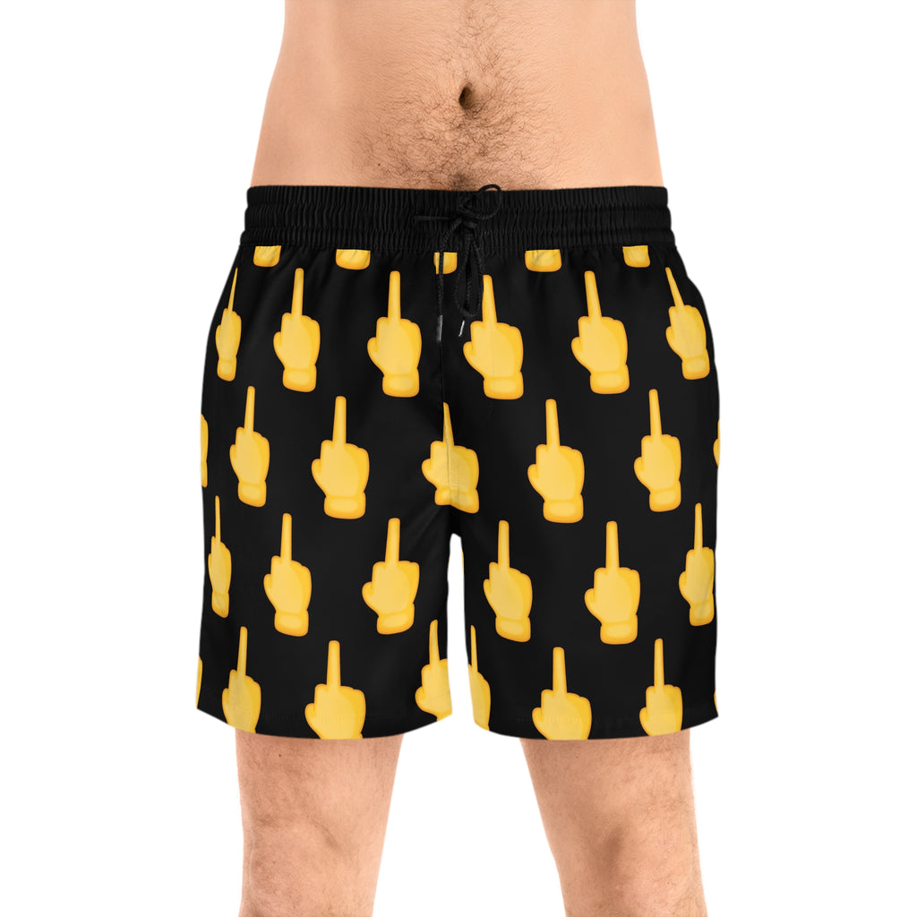 Middle Finger FUCK YOU Emoji Mid-Length Swim Shorts