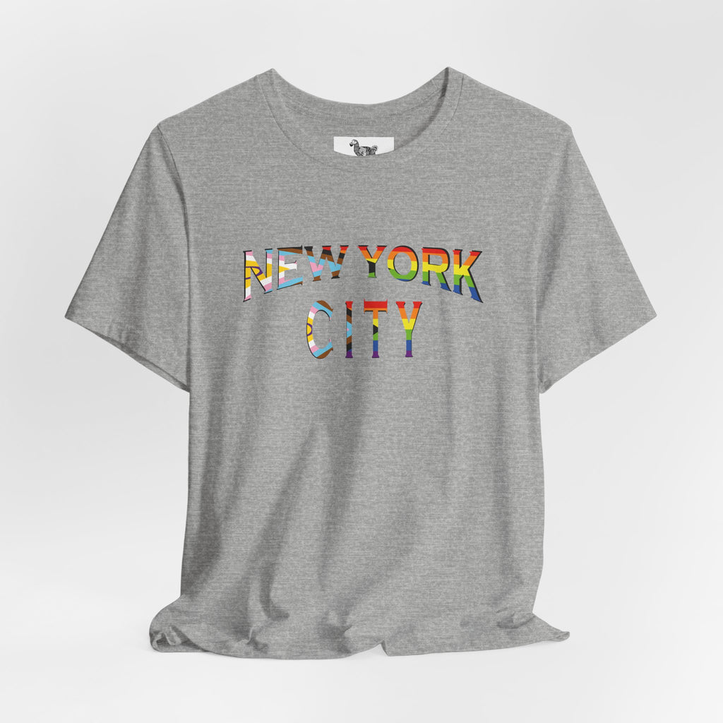 NEW YORK CITY Text Intersex Progress Pride Flag Unisex Jersey Short Sleeve Tee