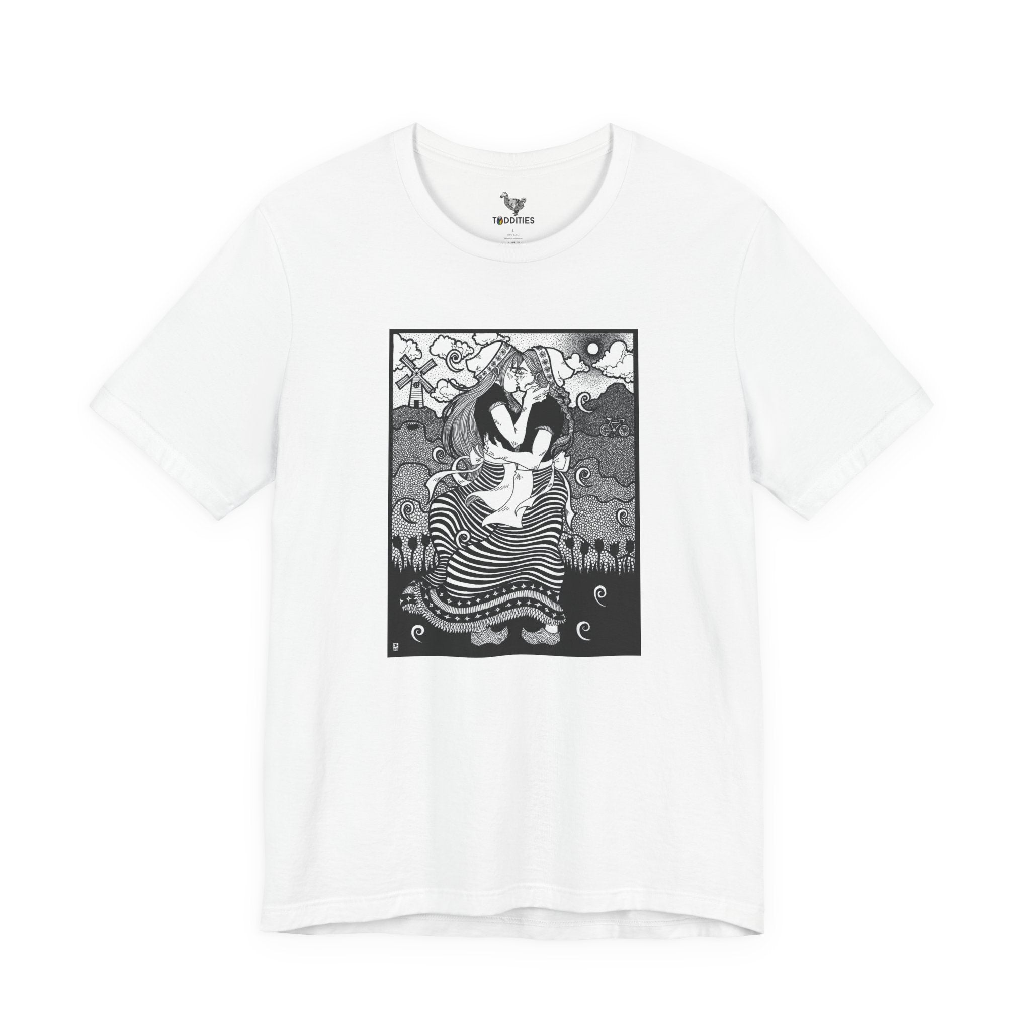 Dutch Lesbian Couple B & W Unisex Heavy Cotton Tshirt