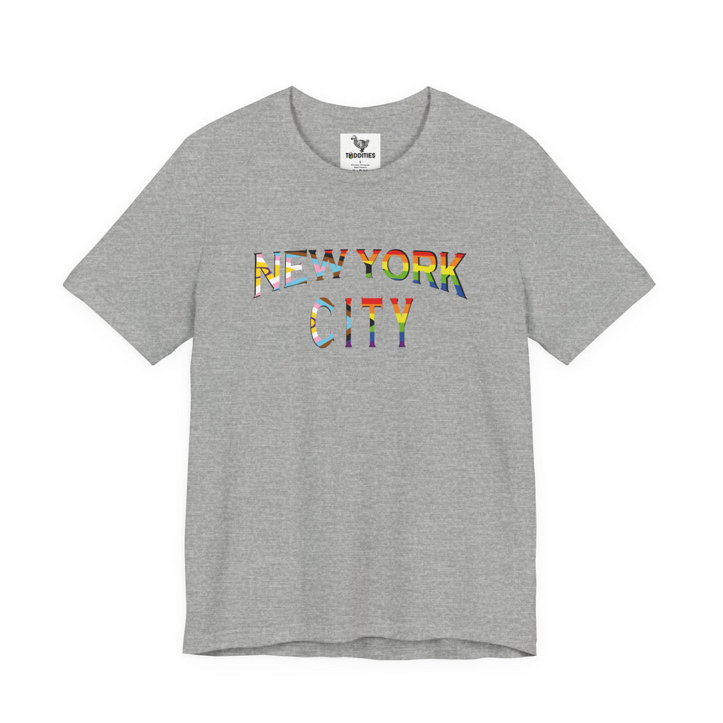 NEW YORK CITY Text Intersex Progress Pride Flag Unisex Jersey Short Sleeve Tee