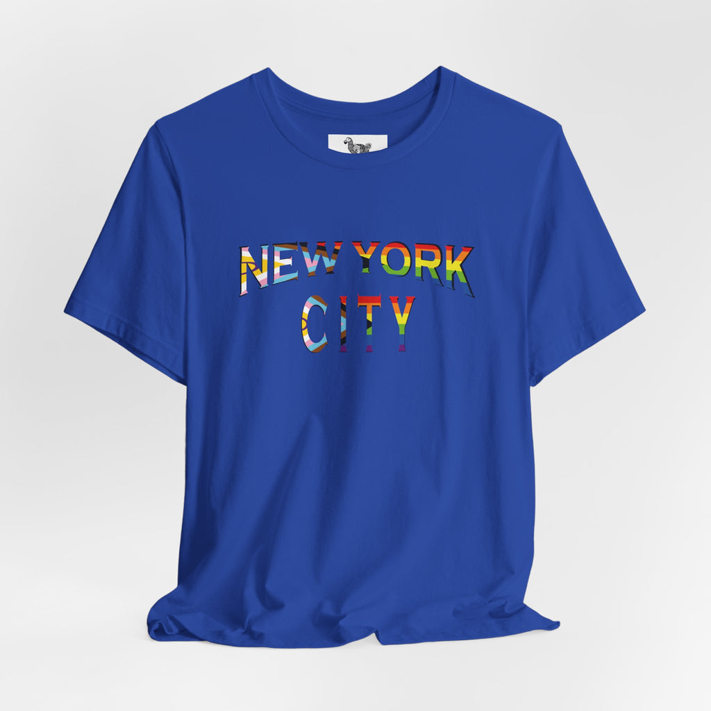 NEW YORK CITY Text Intersex Progress Pride Flag Unisex Jersey Short Sleeve Tee