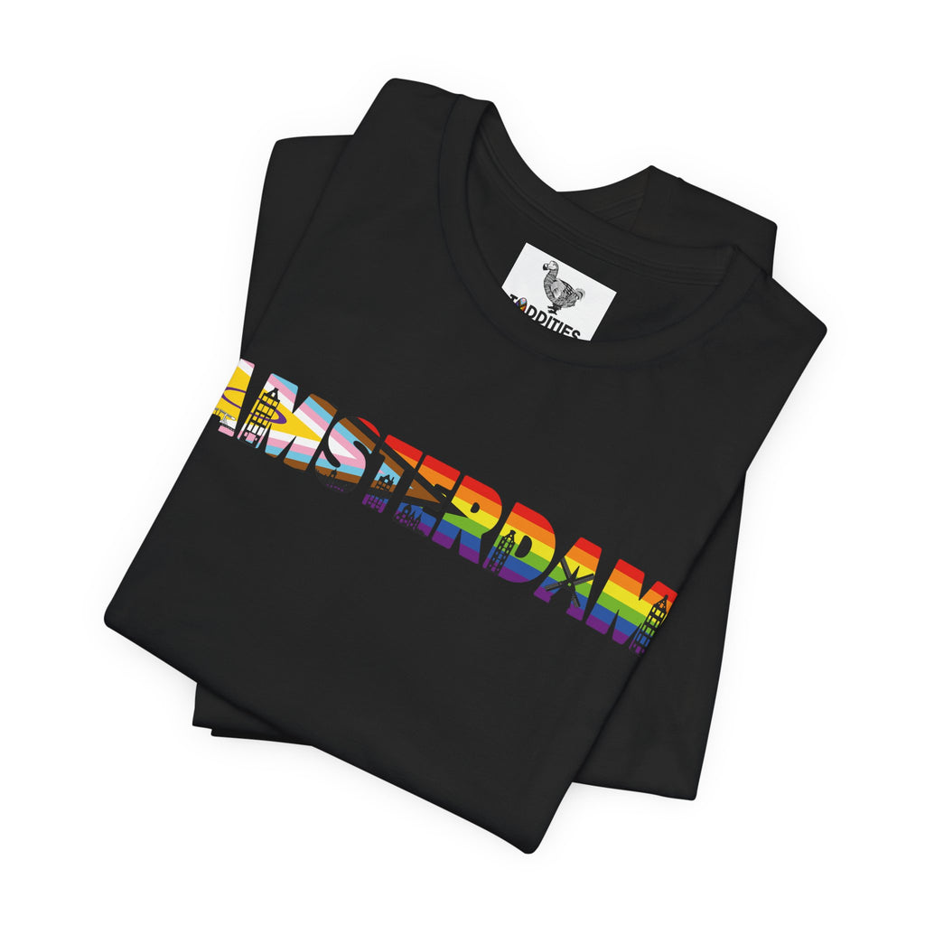 Amsterdam Text Intersex Progress Pride Flag Unisex Tshirt