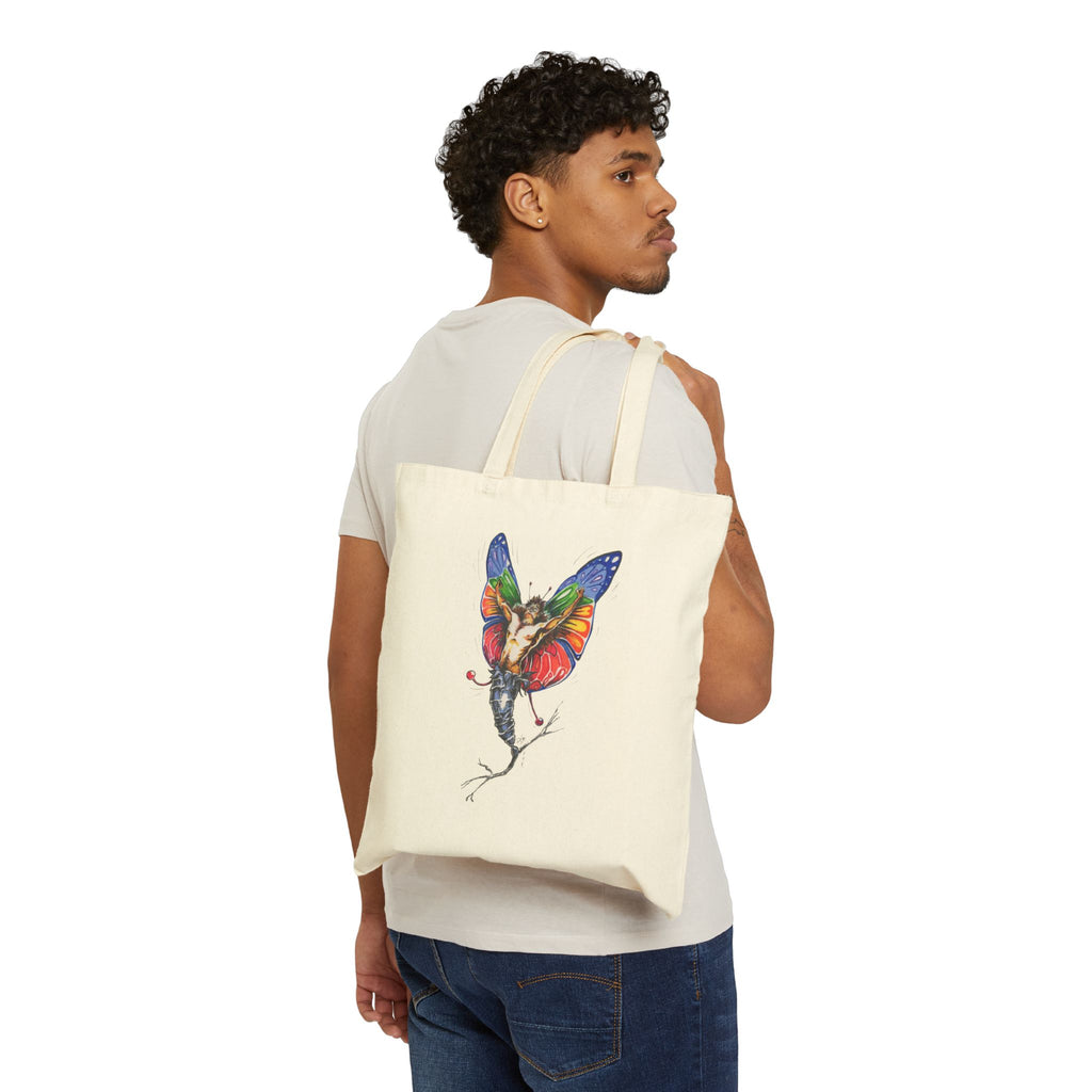 Butterfly Fairy with Rainbow Wings Canvas Tote Bag