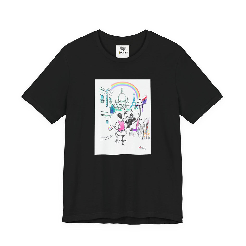 Paris Gay Couple Painting Unisex Short Sleeve Tshirt
