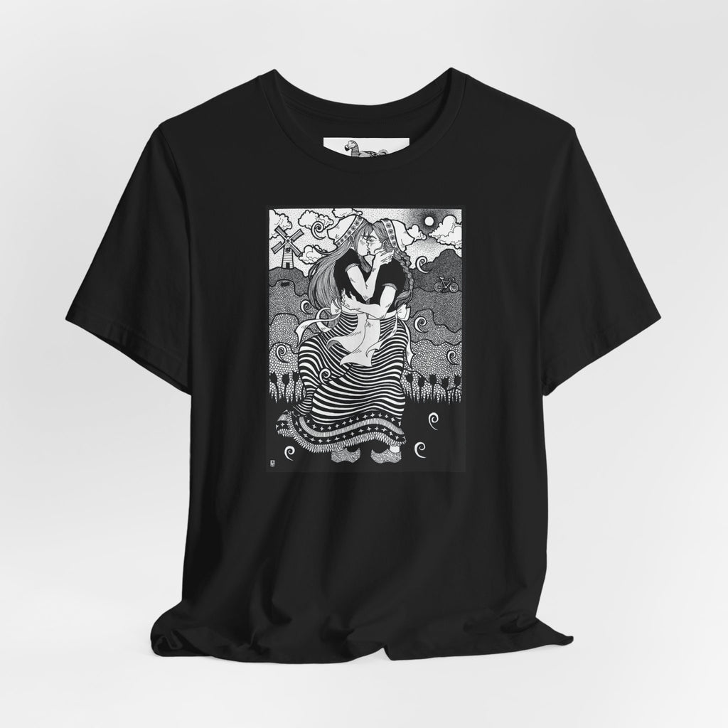 Dutch Lesbian Couple B & W Unisex Heavy Cotton Tshirt