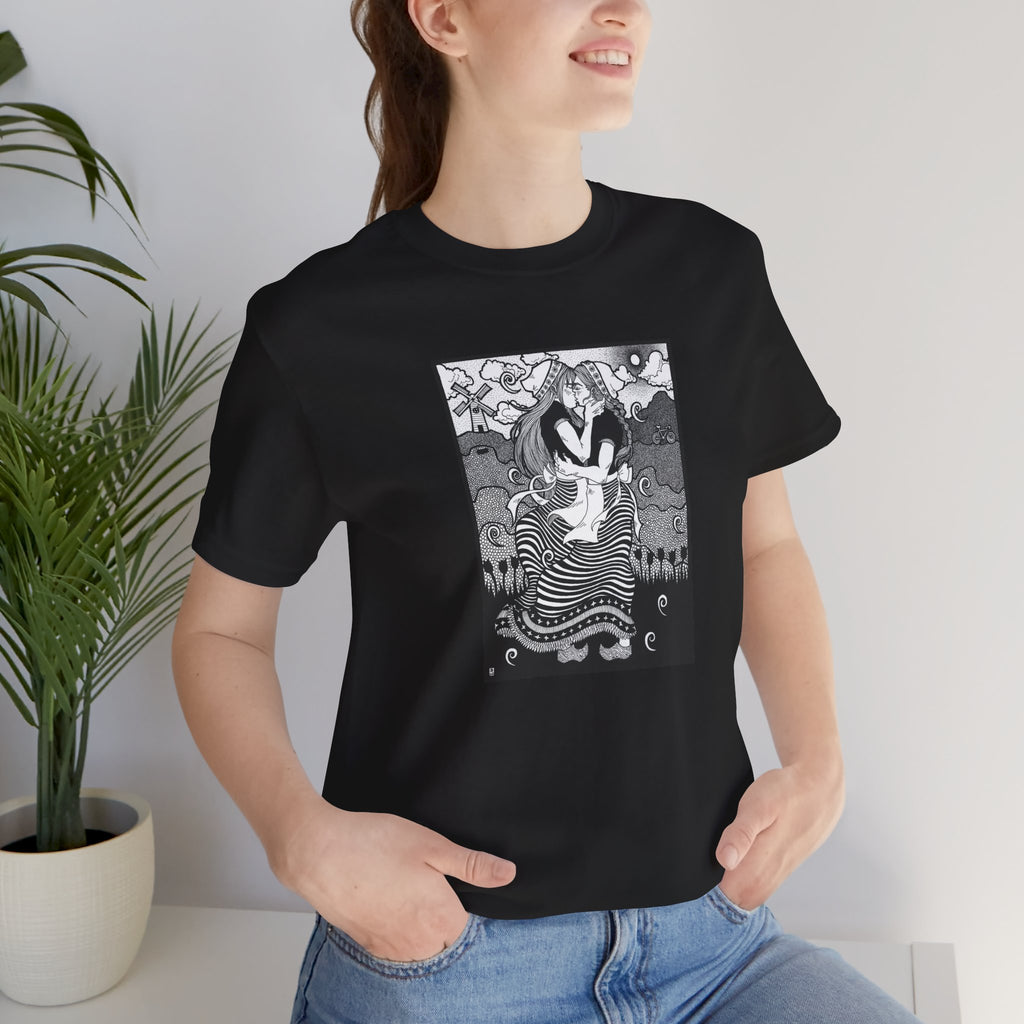 Dutch Lesbian Couple B & W Unisex Heavy Cotton Tshirt