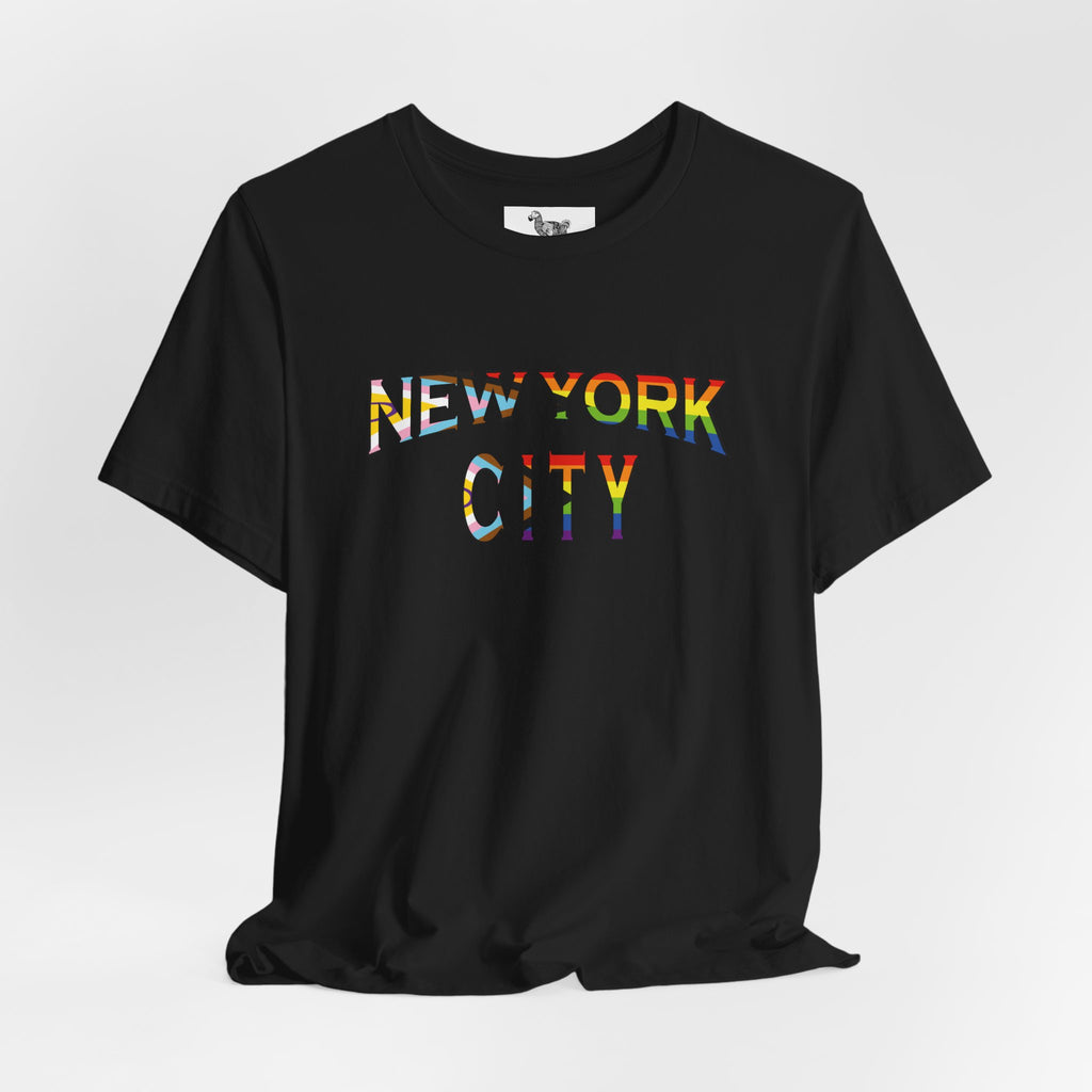 NEW YORK CITY Text Intersex Progress Pride Flag Unisex Jersey Short Sleeve Tee