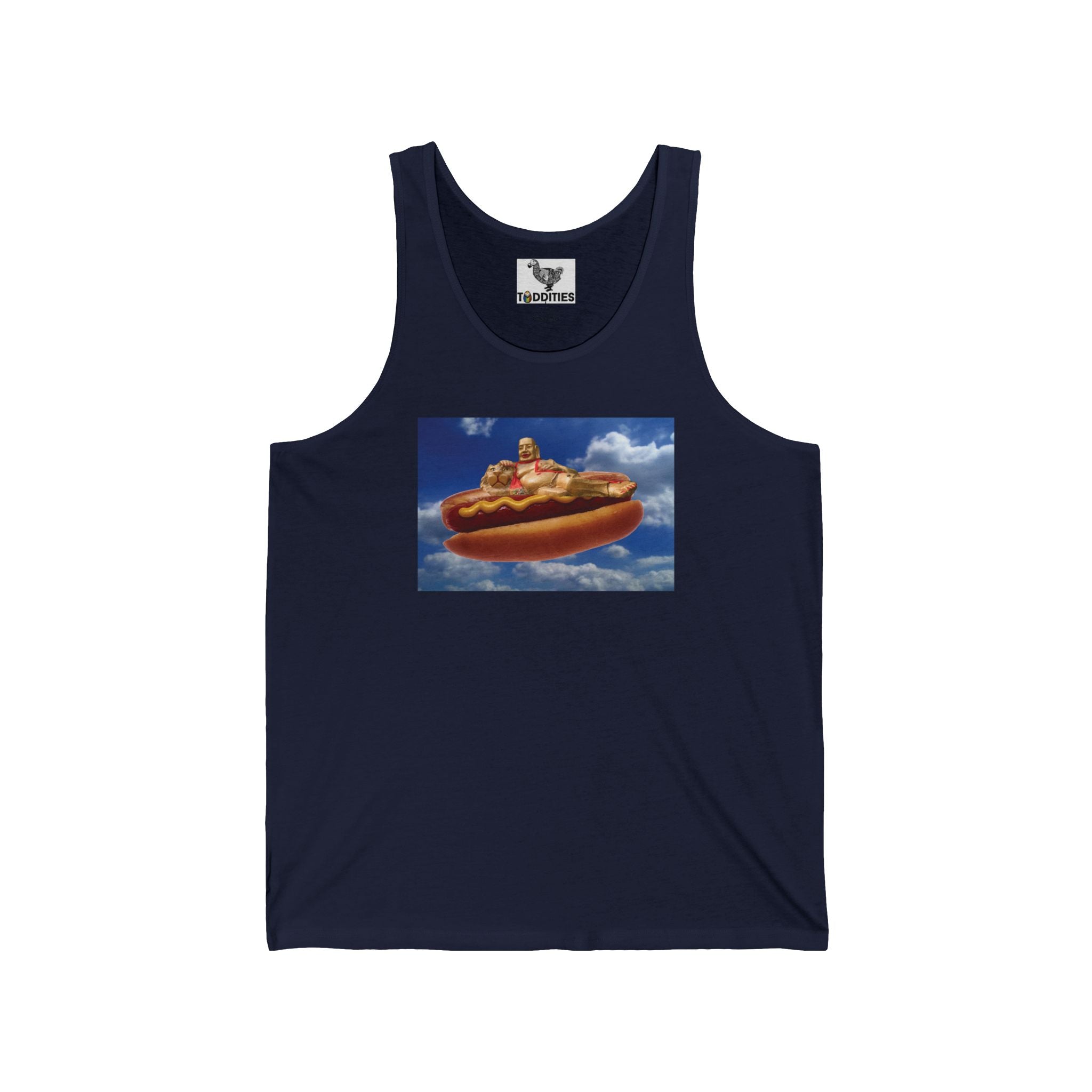 Buddha on a Hot Dog Unisex Cotton Tank Top