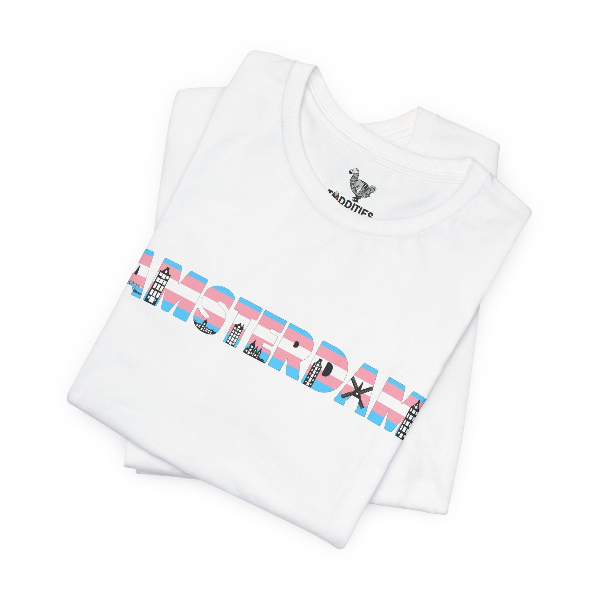 Amsterdam Text Transgender Pride Flag Unisex Tshirt