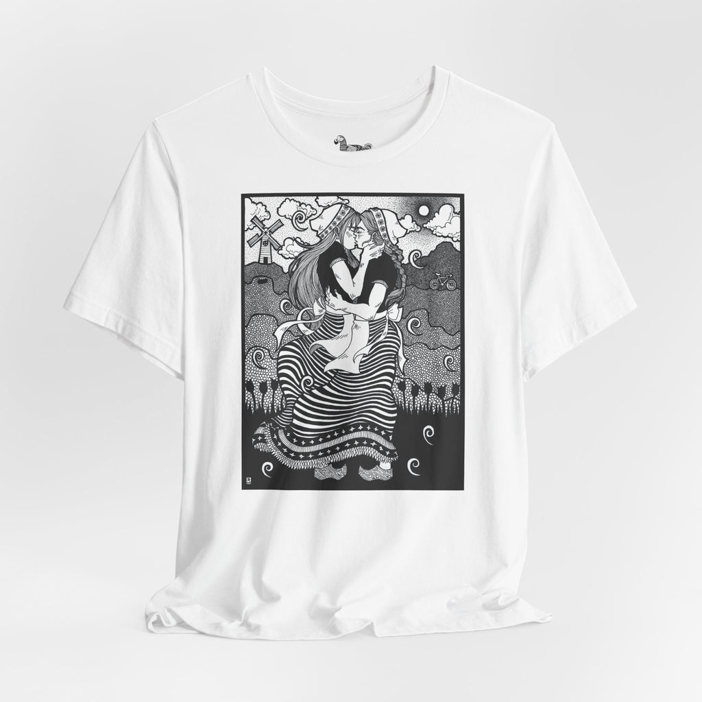 Dutch Lesbian Couple B & W Unisex Heavy Cotton Tshirt