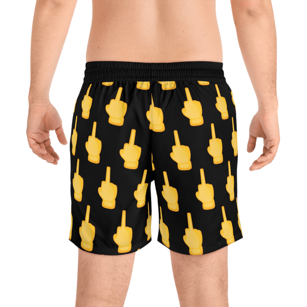 Middle Finger FUCK YOU Emoji Mid-Length Swim Shorts