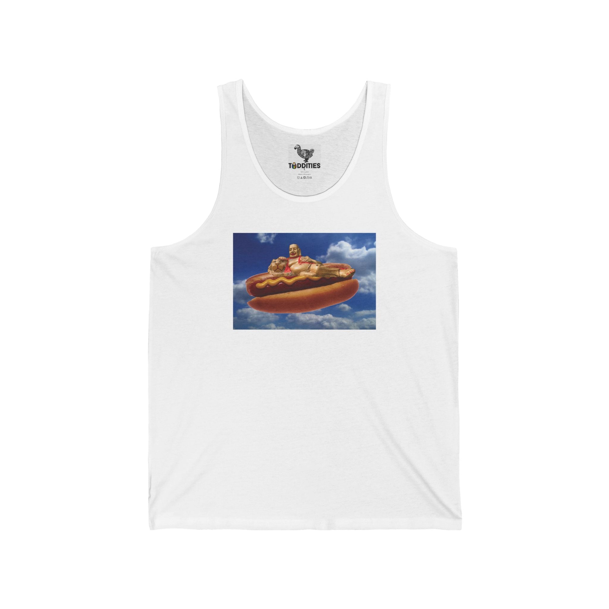 Buddha on a Hot Dog Unisex Cotton Tank Top
