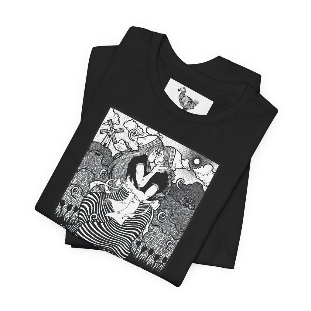 Dutch Lesbian Couple B & W Unisex Heavy Cotton Tshirt