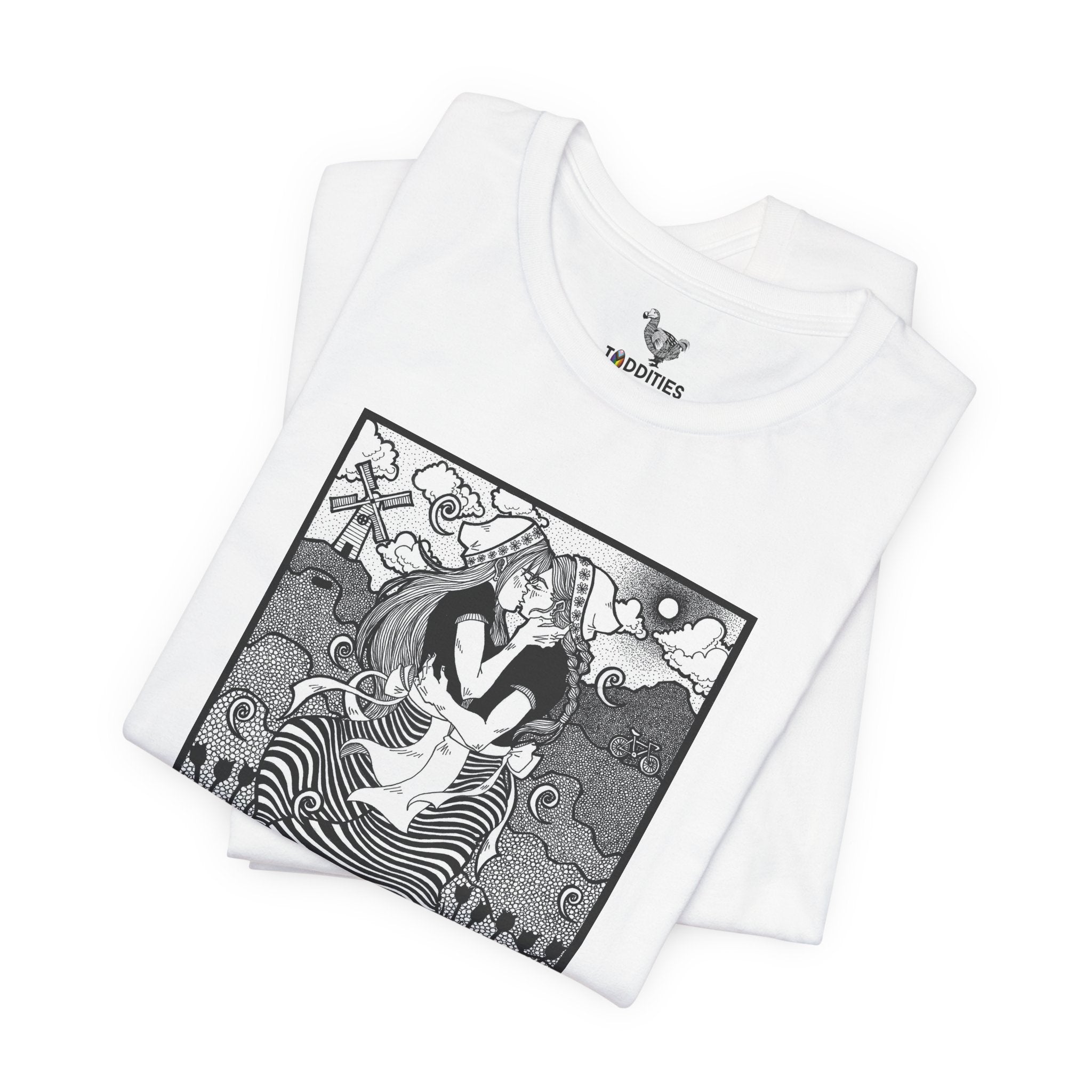 Dutch Lesbian Couple B & W Unisex Heavy Cotton Tshirt