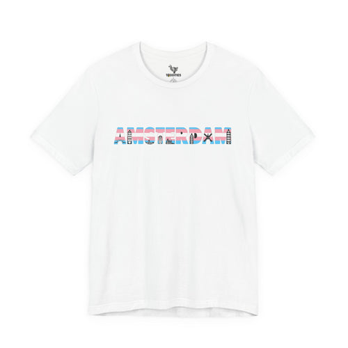 Amsterdam Text Transgender Pride Flag Unisex Tshirt