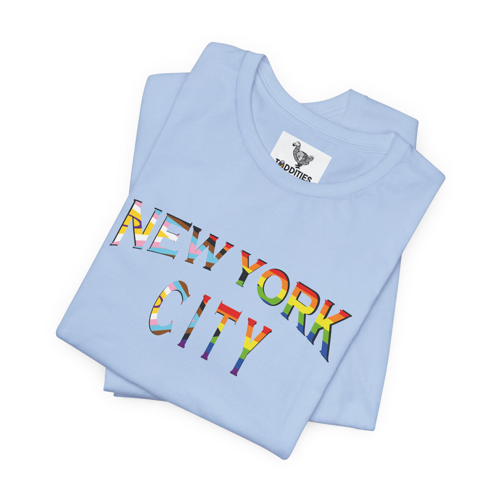 NEW YORK CITY Text Intersex Progress Pride Flag Unisex Jersey Short Sleeve Tee