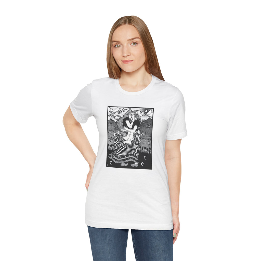 Dutch Lesbian Couple B & W Unisex Heavy Cotton Tshirt