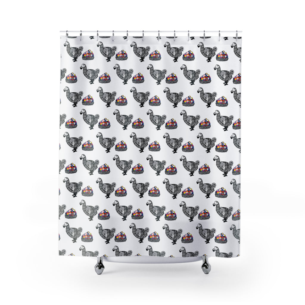 Dodo with LGBTQ+ Flag  Egg Nest Shower Curtains