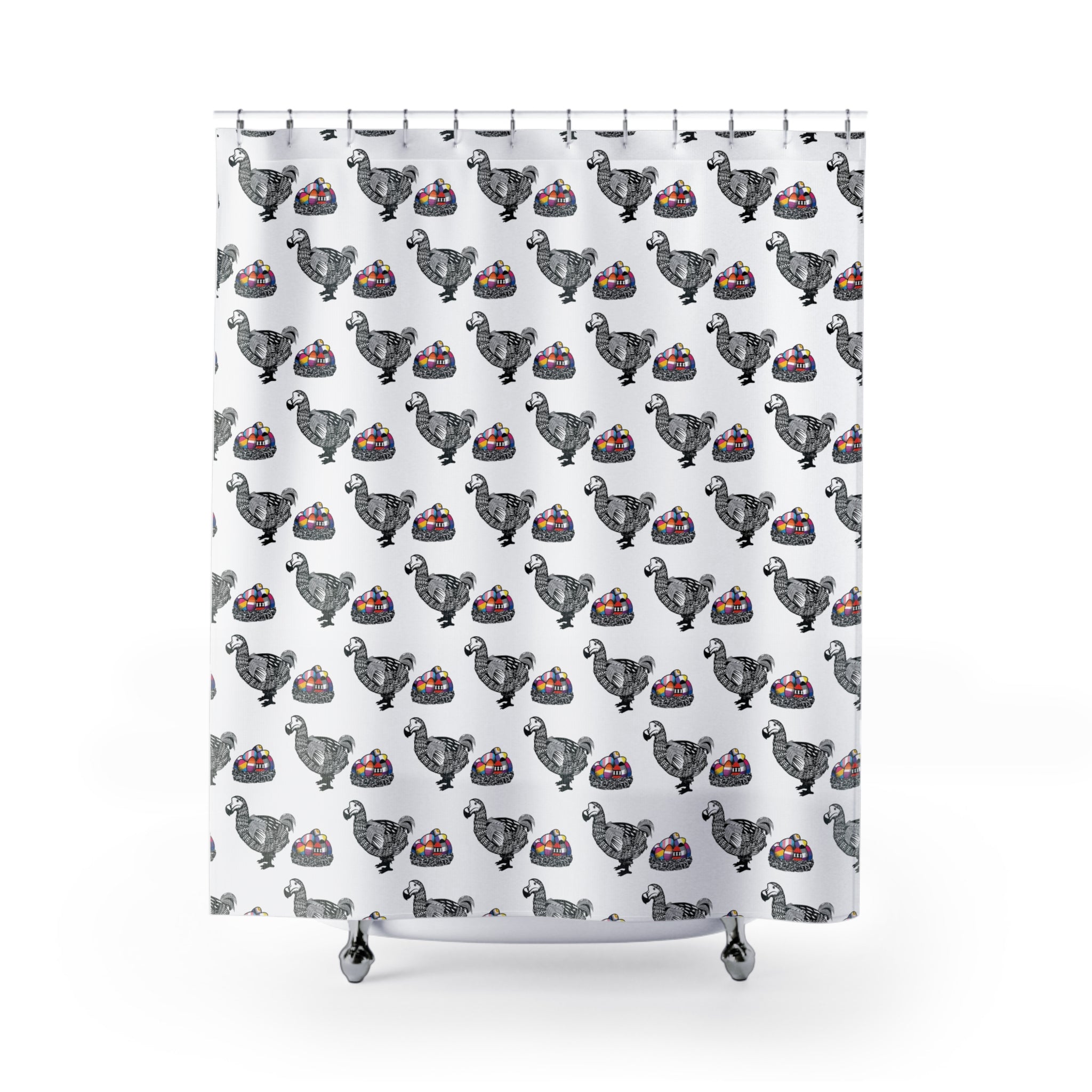 Dodo with LGBTQ+ Flag  Egg Nest Shower Curtains