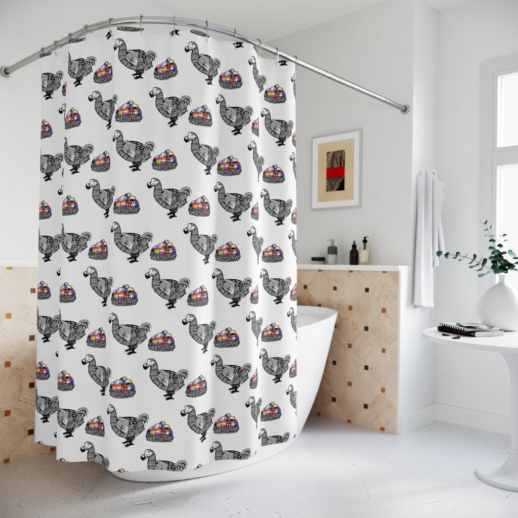 Dodo with LGBTQ+ Flag  Egg Nest Shower Curtains