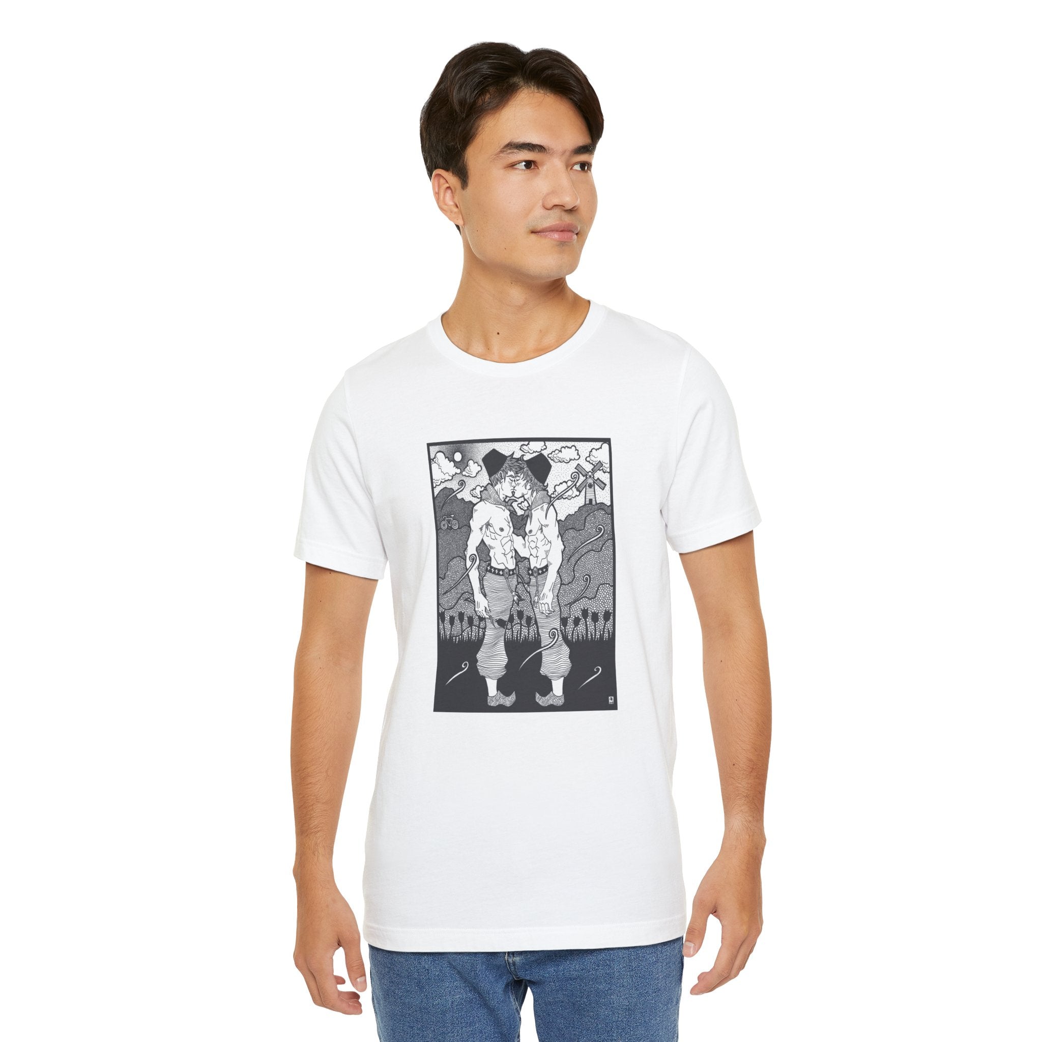 Dutch Gay  Couple B & W Unisex Heavy Cotton Tshirt