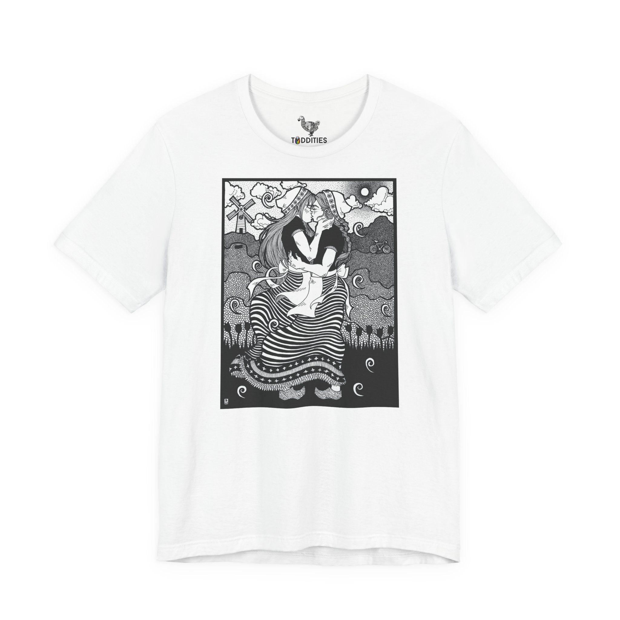 Dutch Lesbian Couple B & W Unisex Heavy Cotton Tshirt