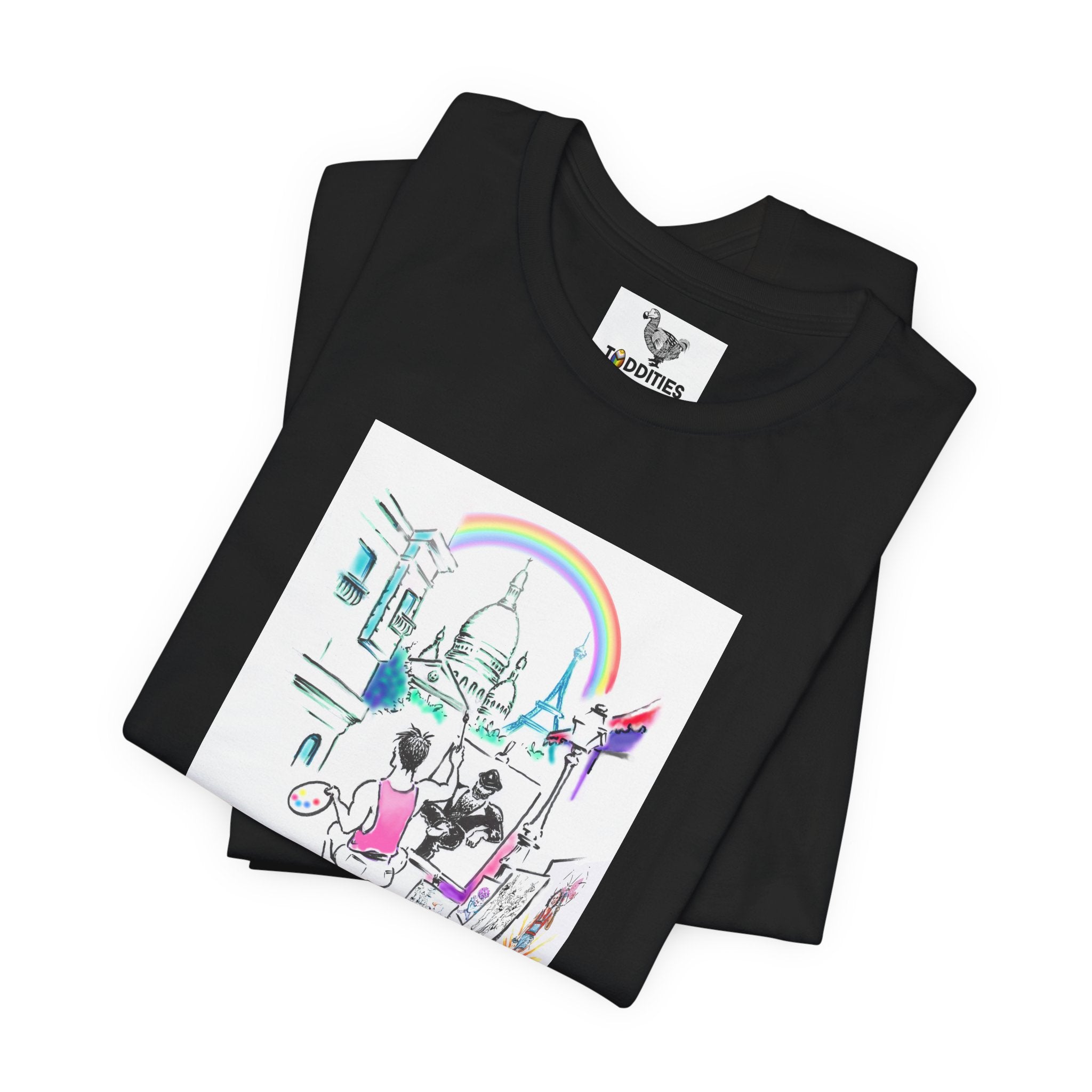 Paris Gay Couple Painting Unisex Short Sleeve Tshirt