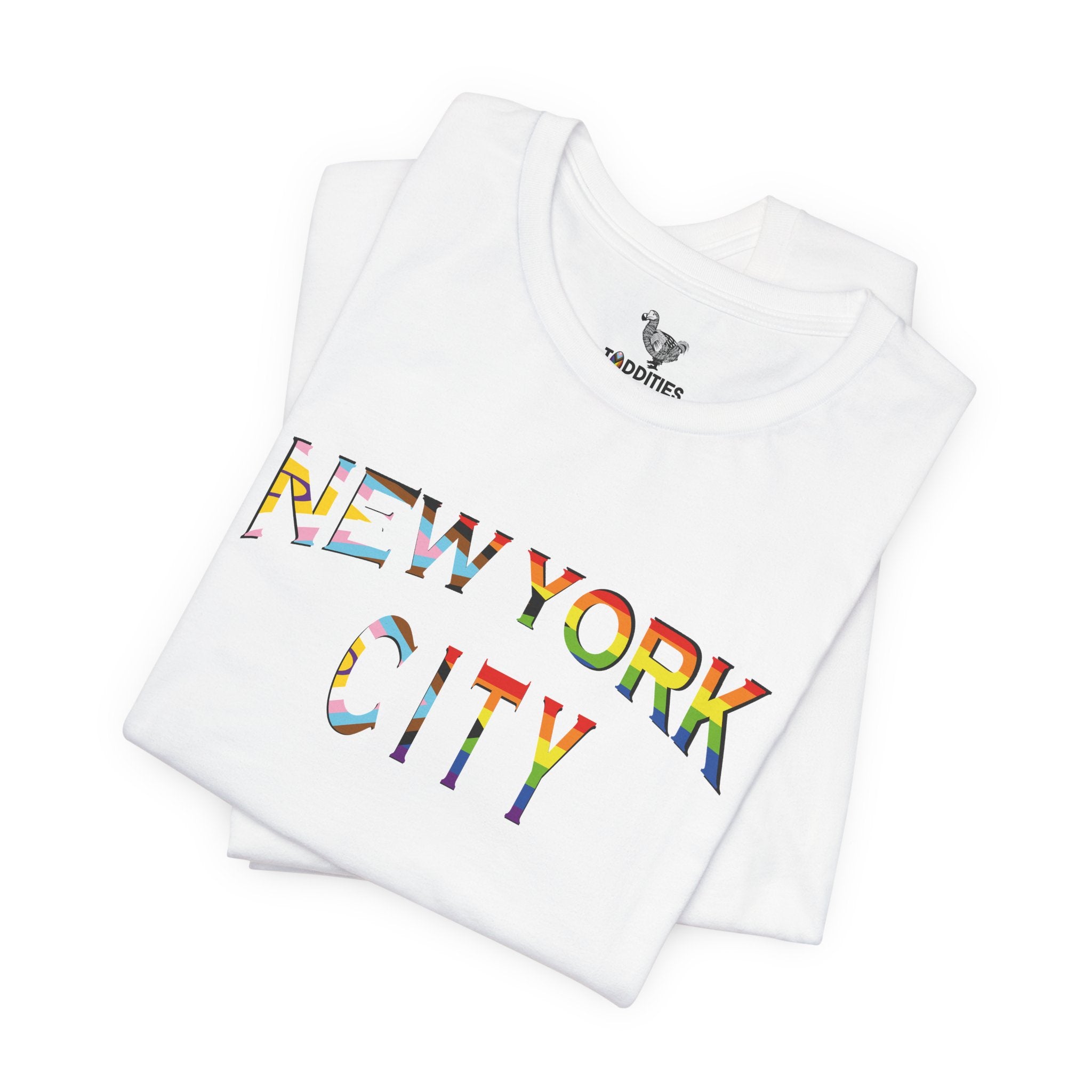 NEW YORK CITY Text Intersex Progress Pride Flag Unisex Jersey Short Sleeve Tee