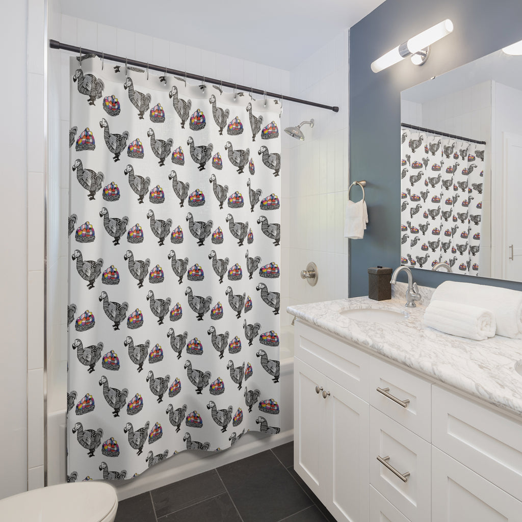 Dodo with LGBTQ+ Flag  Egg Nest Shower Curtains