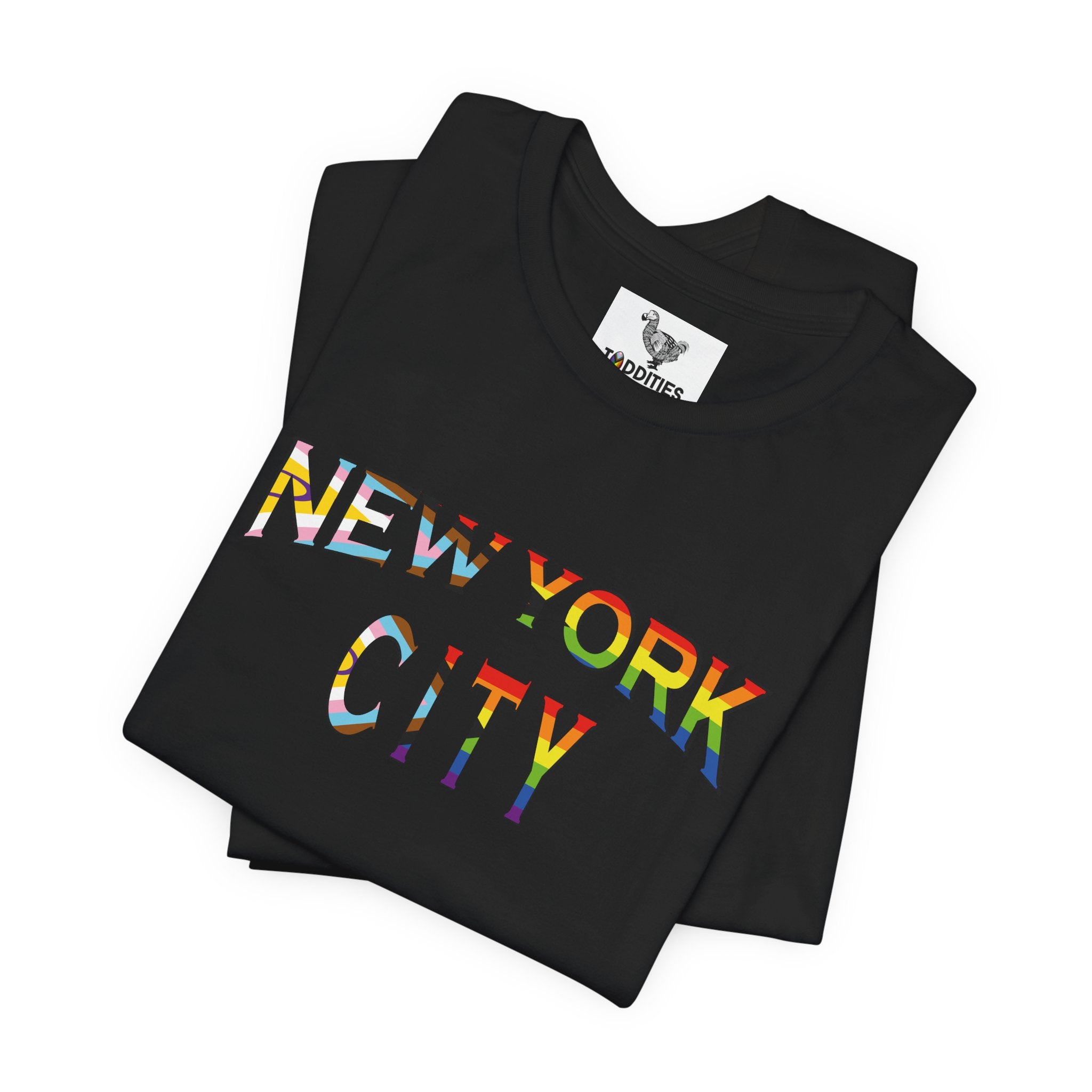 NEW YORK CITY Text Intersex Progress Pride Flag Unisex Jersey Short Sleeve Tee
